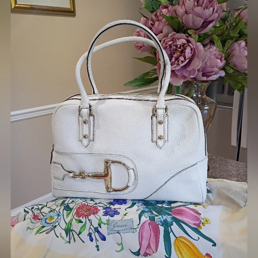 Gucci Leather Hasler Boston White Satchel - Picture 4 of 17